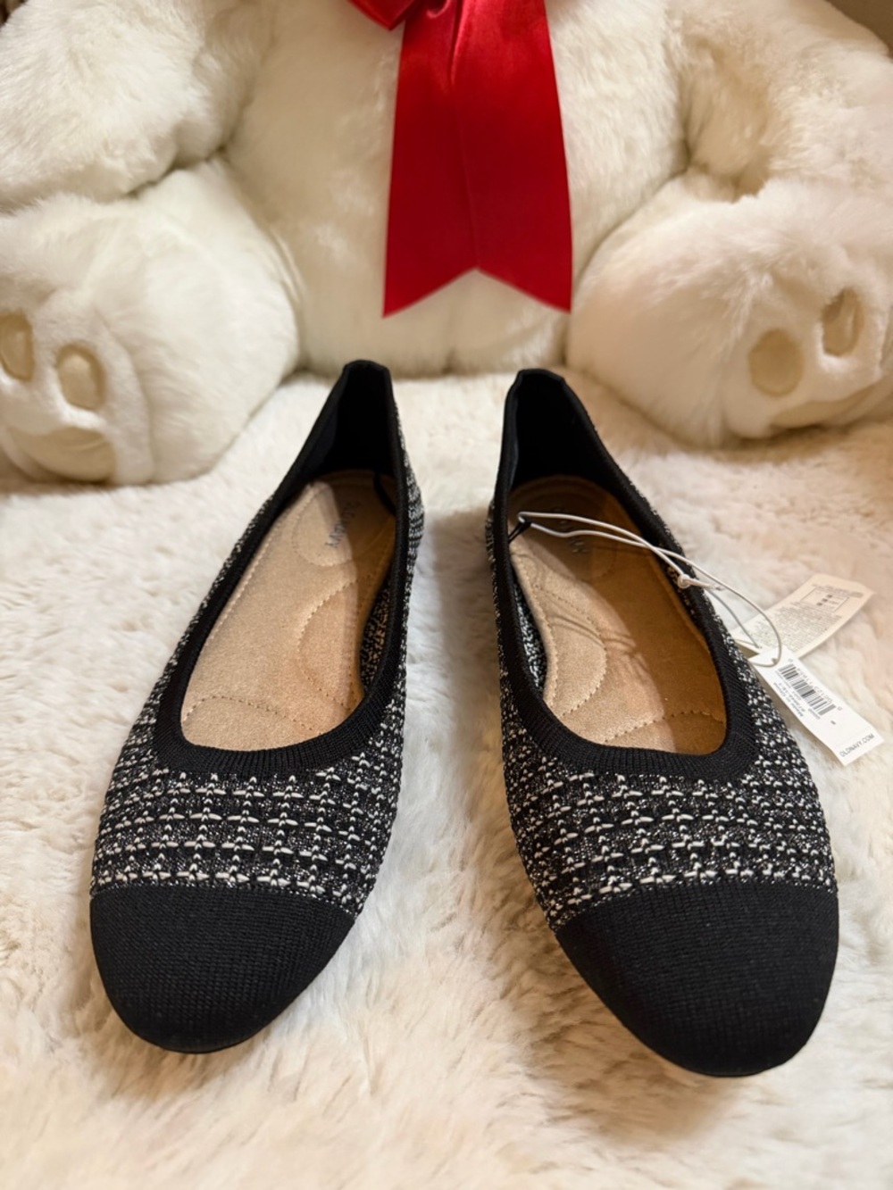 NEW! Old Navy Black Knit Tweed-Accent Ballet Flats women’s size 8